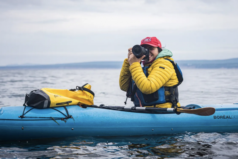 Banff wedding photographer in a kayak