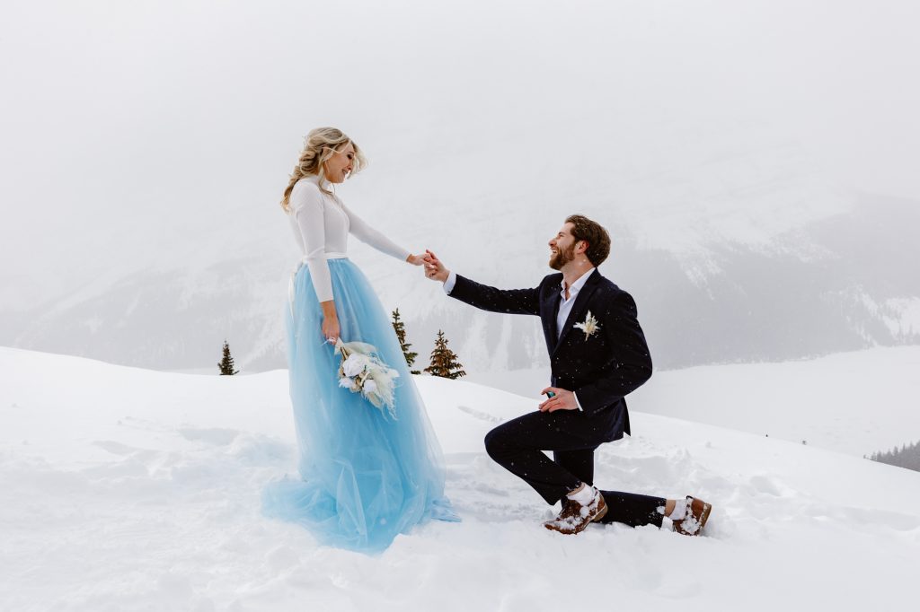 Banff proposal photographer lake peyto